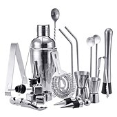 رخيصةأون كاسات الشراب-bartender kit cocktail shaker mixer stainless steel 350ml bar tool set with elegant bamboo stand perfect home bartending kit and martini cocktail shaker set
