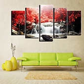 cheap Landscape Prints-5 Panels Landscape Prints Posters/Picture Beach Blue Sea Sunset Modern Wall Art Wall Hanging Gift Home Decoration Rolled Canvas No Frame Unframed Unstretched