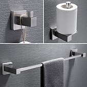 economico Portasciugamani-il set di accessori per il bagno include portasciugamani da bagno/porta accappatoio/porta asciugamani in acciaio inossidabile 304 montato a parete argentato 3 pezzi
