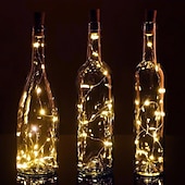 economico Striscie luci a batteria-led luci stringa bottiglia a forma di sughero decorazione di nozze all&#039;aperto 2m led notte luce stellata 30 pz 12 pz 10 pz filo di rame tappo bottiglia di vino lampada festa di nozze decorazione