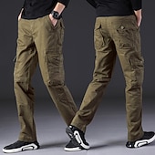 abordables Pantalons Cargo-Homme Pantalons Cargo Pantalons de randonnée Pantalons de Travail Militaire Printemps Automne Extérieur Coupe Ample Ripstop Multi-poches Doux Évacuation de la transpiration Pantalons Bas Noir Vert