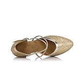 voordelige Ballroomschoenen &amp; moderne dansschoenen-zilveren glitter dansschoenen met kruisband en gesp detail – comfortabele ballroom en latin dans hakken voor vrouwen