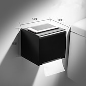 cheap Toilet Paper Holders-Black Toilet Paper Holder Space Aluminum Waterproof Tissue Box Punched Shelf Wall Mount Tissue Holder New Design