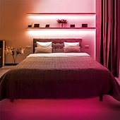 رخيصةأون تحكم عن بعد-شريط إضاءة LED مرن للتحكم في التطبيقات الذكية بطول 30 مترًا (3 × 10 مترًا) مقاوم للماء 5050 RGB SMD 300 LED تعمل مع مجموعة محول Alexa Google 12 فولت 4A