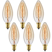 Недорогие Лампы накаливания-10шт 6шт 4шт 40Вт винтажные лампочки Эдисона старинные лампы накаливания e14 c35 свеча подвесной светильник теплый желтый 2200-2700k ретро с регулируемой яркостью декоративные 220-240В