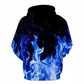 baratos Moletons masculinos com capuz-Homens Gráfico Labareda Moletom Moletons Moletom Manga Longa Moletom com capuz Com Capuz Festa Impressão 3D Bandagem Final de semana Azul Fúcsia Designer