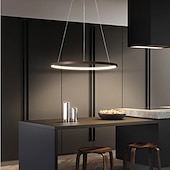 cheap Circle Design-1-Light LED Pendant Light 40cm 60cm 80cm Aluminum Acrylic Circle Gold White Black Painted Finishes Dimmable for Modern Simple Home Kitchen Bedroom 25W 38W 50W ONLY DIMMABLE WITH REMOTE CONTROL