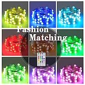 olcso USB-tápellátás-33 láb rgb tündérfüzér lámpák, 100 led vízálló villogó lámpák 32 gombos távirányítóval karácsonyi ünnepi dekorációhoz