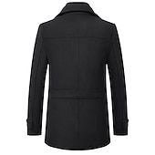 Недорогие Мужской Тренч-Муж. Зимнее пальто Шерстяное пальто Пальто Короткое пальто Бизнес Повседневные Наступила зима Смесь шерсти Верхняя одежда Одежда Классический Однотонный Лацкан с тупым углом Молния