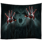 halpa halloween seinävaatteita-halloween koristeet hirviö loma seinä tapetti taide sisustus peitto verho piknik pöytäliina riippuva koti makuuhuone olohuone asuntolan sisustus psykedeelinen verinen käsi zombie kummittelee pelottava
