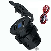 voordelige Auto-oplader-Dubbele USB Auto Lader Stopcontact Adapter - Waterdicht 5V 4.2A Snellader voor Mobiele Telefoons met Voltmeter  10A Veilige voor 12-24V Auto Boot Motorfiets