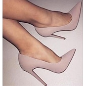 cheap Stiletto Heels-Women&#039;s Heels Pumps Valentines Gifts Stilettos High Heels Daily Solid Colored Stiletto Heel Pointed Toe Basic Casual Walking PU Loafer Wine Black / Red Almond