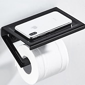 cheap Toilet Paper Holders-Black Toilet Paper Holder Space Aluminum Waterproof Tissue Box Punched Shelf Wall Mount Tissue Holder New Design