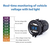 voordelige Auto-oplader-Dubbele USB Auto Lader Stopcontact Adapter - Waterdicht 5V 4.2A Snellader voor Mobiele Telefoons met Voltmeter  10A Veilige voor 12-24V Auto Boot Motorfiets