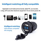 voordelige Auto-oplader-Dubbele USB Auto Lader Stopcontact Adapter - Waterdicht 5V 4.2A Snellader voor Mobiele Telefoons met Voltmeter  10A Veilige voor 12-24V Auto Boot Motorfiets
