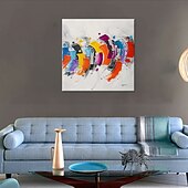 cheap Abstract Paintings-Oil Painting Hand Painted Square Abstract Modern Rolled Canvas (No Frame)