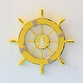 olcso fa faljelek-strand fa csónak hajó kormánykerék fal akcentus falra akasztó ajtó akasztó dísz fali dekoráció lakberendezés 28*28cm