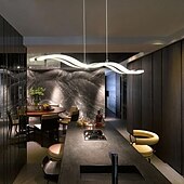 economico Luci a sospensione-lampada a sospensione a led 97cm 36w forma d&#039;onda acrilico moderna semplice lampada a sospensione con telecomando per sala studio ufficio sala da pranzo apparecchio di illuminazione