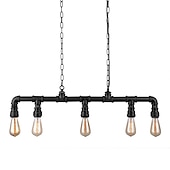 رخيصةأون تصميم الخط-5-light 90 سنتيمتر الصناعية قلادة ضوء خمر أنابيب الحديد المطاوع باللون الأسود الانتهاء Steampunk الثريا بار بيسترو مطعم الإضاءة