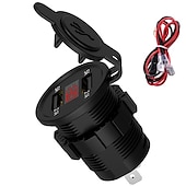 voordelige Auto-oplader-Dubbele USB Auto Lader Stopcontact Adapter - Waterdicht 5V 4.2A Snellader voor Mobiele Telefoons met Voltmeter  10A Veilige voor 12-24V Auto Boot Motorfiets