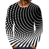 preiswerte 3D-T-Shirts-Herren Graphic Punkt T Shirt Langarm T-Shirt 3D-Druck Rundhalsausschnitt Hemd Basic Täglich Hellblau Saphirblau Schwarz Bekleidung Normal S M L XL XXL 3XL 4XL