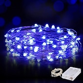 ieftine Acumulatoare-nuntă elegantă petrecere de recepție 10 m șir lumini 100 led fire rezistente la apă zâne șir lumini 4 buc 2 buc 1 buc pentru Crăciun nuntă acasă vacanță cameră de petrecere decor în aer liber alb