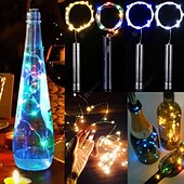 cheap Battery String Lights-Elegant Wedding Reception Party LED Wine Bottle Cork String Light 4pcs 1pc 2m 20LED Electroplating Starry Wire String Lights for Bottle DIY Table Decoration Christmas Wedding Party