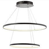 economico Modello a cerchio-Lampada a sospensione a led a 2 luci da 60 cm design cerchio in alluminio finiture verniciate dimmerabile moderna sala da pranzo camera da letto con paralume in acrilico luci regolabili 50w solo dimmerabile con telecomando