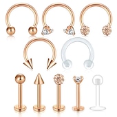 cheap Women&#039;s Accessories-16g cartilage helix tragus stud earring twist spiral barbell lip rings labret stud horseshoe piercing twisted eyebrow rings piercing for women men jewelry