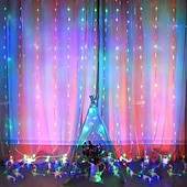 cheap USB String Lights-LED Curtain String Lights Flash Fairy Garland 3x1 3x2 3x3M 300 LEDS USB Remote Control for New Year Christmas Outdoor Wedding Home Window Docoration