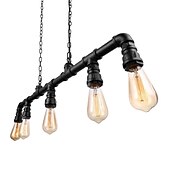 رخيصةأون تصميم الخط-5-light 90 سنتيمتر الصناعية قلادة ضوء خمر أنابيب الحديد المطاوع باللون الأسود الانتهاء Steampunk الثريا بار بيسترو مطعم الإضاءة