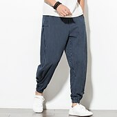 お買い得  家-男性用 ズボン サマーパンツ ビーチパンツ ドローストリング 縞柄 ストライプ 履き心地よい 高通気性 足首丈 家 日常 アジアン・エスニック スリム ブラック ホワイト マイクロエラスティック