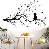 cheap Decorative Wall Stickers-Animals Wall Stickers The Cat on The Branch Wall Stickers Decorative Wall Stickers PVC Home Decoration Wall Decal Wall / Window Decoration 1pc 58X38cm Wall Stickers for bedroom living room