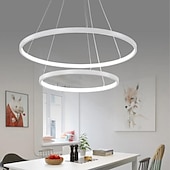 economico Modello a cerchio-Lampada a sospensione a led a 2 luci da 60 cm design cerchio in alluminio finiture verniciate dimmerabile moderna sala da pranzo camera da letto con paralume in acrilico luci regolabili 50w solo dimmerabile con telecomando