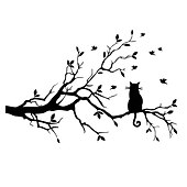 cheap Decorative Wall Stickers-Animals Wall Stickers The Cat on The Branch Wall Stickers Decorative Wall Stickers PVC Home Decoration Wall Decal Wall / Window Decoration 1pc 58X38cm Wall Stickers for bedroom living room
