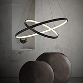 economico Modello a cerchio-Lampada a sospensione a led a 2 luci da 60 cm design cerchio in alluminio finiture verniciate dimmerabile moderna sala da pranzo camera da letto con paralume in acrilico luci regolabili 50w solo dimmerabile con telecomando