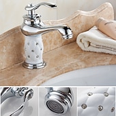 cheap Classical-Single Handle Bathroom Faucet, Chrome/Gloden One Hole Centerset, Brass/Zinc Alloy Bathroom Sink Faucet with Supply Lines