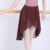 お買い得  バレエダンスウェア-通気性のあるバレエスカート メタリックバックル シャーリング ソリッド 女性用 トレーニングパフォーマンス 高ポリエステル