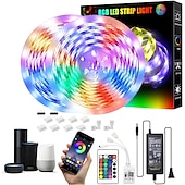 זול בקרת WiFi ומוזיקה-32.8ft 10 m led רצועות אור led wifi אלחוטי rgb tiktok אורות led חכם עמיד למים 5050 עם 24 מקשים שלט רחוק אורות קלטת גמישים מתאים alexagoogle הבית ומתאם 12 v
