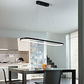 economico Luci Isola cucina-Lampadario a sospensione ovale a led 69cm moderno semplice in alluminio appeso a isola illuminazione 36w per sala da pranzo ristorante conferenza bar caffetteria lampadario