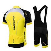 お買い得  男性用衣料品セット-男性用 ビブショーツ付きサイクリングジャージー 半袖 マウンテンサイクリング ロードバイク 秋 イエロー ライトグリーン レッド バイク スーツウェア 高通気性 速乾性 後ポケット ライクラ スポーツ パターン柄 衣類