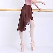 お買い得  バレエダンスウェア-通気性のあるバレエスカート メタリックバックル シャーリング ソリッド 女性用 トレーニングパフォーマンス 高ポリエステル