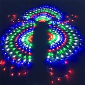 billige Elektrisk støpsel-3,5 m 3xpeacock mesh nett ledet strengelys jul nyttårsdekor fleksibel nettstreng fargerik belysning for uteplass plen tre dekor lampe høytidslys AC110V 220V vanntett