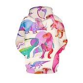 preiswerte Mädchen 3D Tiere-Zurück zur Schule Mädchen 3D Dinosaurier Kapuzenshirt Langarm 3D-Druck Frühling Herbst Winter Aktiv Basic kinderkleidung 3-12 Jahre Schulanfang Outdoor Täglich