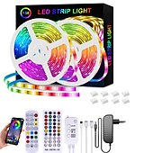 Недорогие Wi-Fi и управление музыкой-светодиодные ленты rgb 65,6 футов 20 м 32,8 футов 10 м ленточный свет smd5050 музыка синхронизация изменение цвета bluetooth приложение контроллер украшение для домашней вечеринки ТВ подсветка