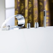 economico Rubinetti per vasca da bagno-Rubinetto per vasca da bagno, ottone moderno in stile moderno, bronzo lucidato a olio, vasca romana, valvola in ceramica, rubinetti miscelatori per vasca da bagno con cascata con interruttore caldo e