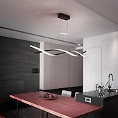 voordelige Eilandlichten-2-lichts 80/100cm led hanglamp aluminium lijn design curl wave design verstelbare kroonluchter nordic style eetkamer woonkamer verlichting 36w 110-240v alleen dimbaar met afstandsbediening