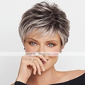 voordelige oudere pruik-bruine pruiken voor vrouwen synthetische pruik blond krullend bouncy curl pixie cut pruik korte lichtblonde synthetisch haar vrouwen pruik