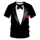 cheap 3D T shirts-Men&#039;s Graphic Tee Tuxedo Shirts Short Sleeve T shirt 3D Print Round Neck Shirt Exaggerated Basic Daily Black White Yellow Clothing Apparel Normal S M L XL XXL 3XL 4XL