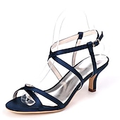 ieftine Formal-pantofi de nuntă pentru mireasă domnișoară de onoare femei peep toe alb fildeș albastru argintiu auriu negru sandale din satin cu toc mic petrecere de nuntă ziua îndrăgostiților minimalism moda
